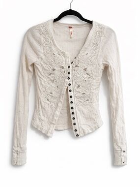 Free people ivory knit long sleeve